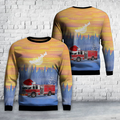 Farmersville Fire Company AOP Ugly Christmas Sweater Unisex S5XL Gift Xmas