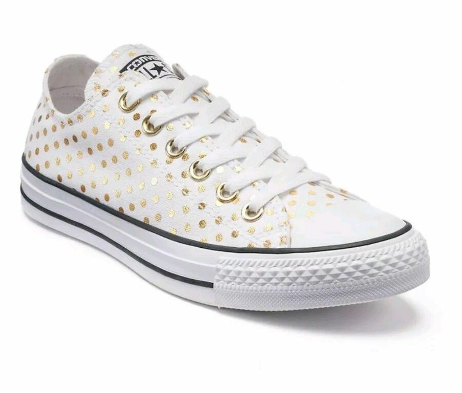 white and gold converse