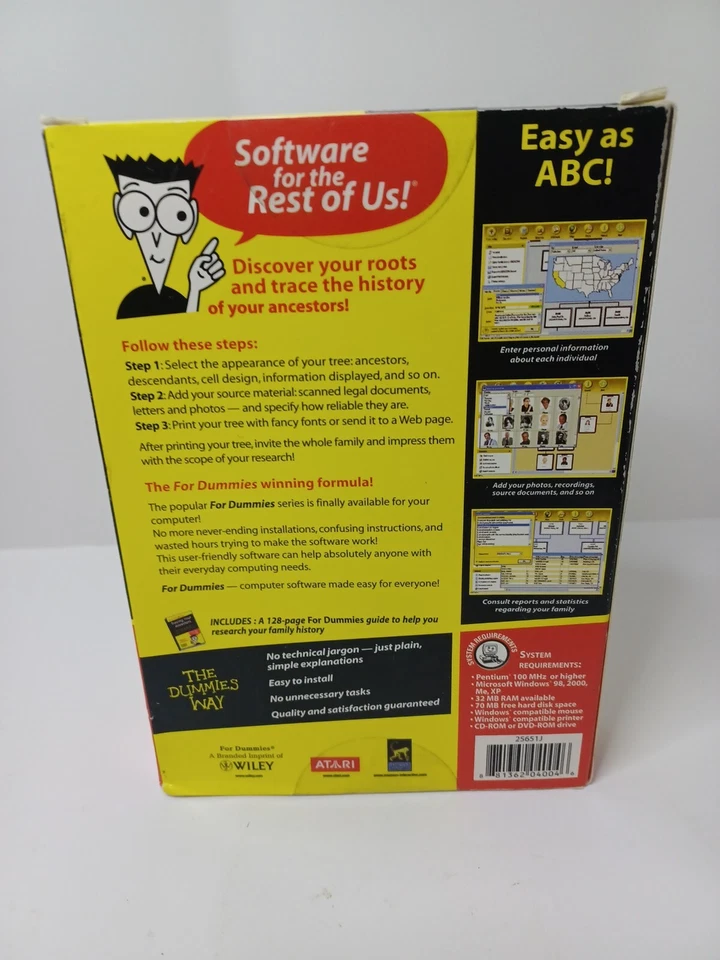 Family Tree For Dummies Software (PC CD-ROM) + Reference Book NEW Sealed - Image 3 of 4