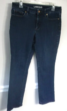 Lands End Mid Rise Straight Leg Cotton Blend Blue Jeans Size 10 Petites EUC