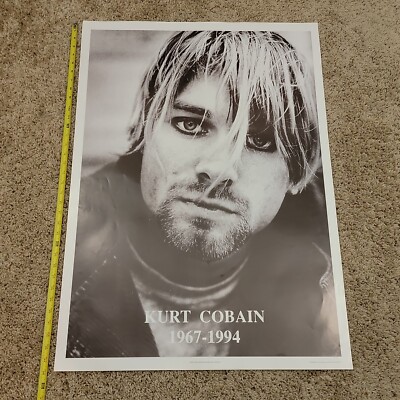 Vintage 90s Kurt Cobain Memorial Poster GB Sheffield England 25x35