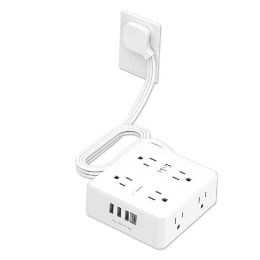 6 Ft Flat Extension Cord,  Ultra-Thin Flat Plug Surge Protector Power Strip, 3