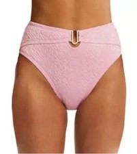 Time and Tru Women's Plus U-Trim High Waist Bikini Swim Bottoms PINK 2X 20W-22W