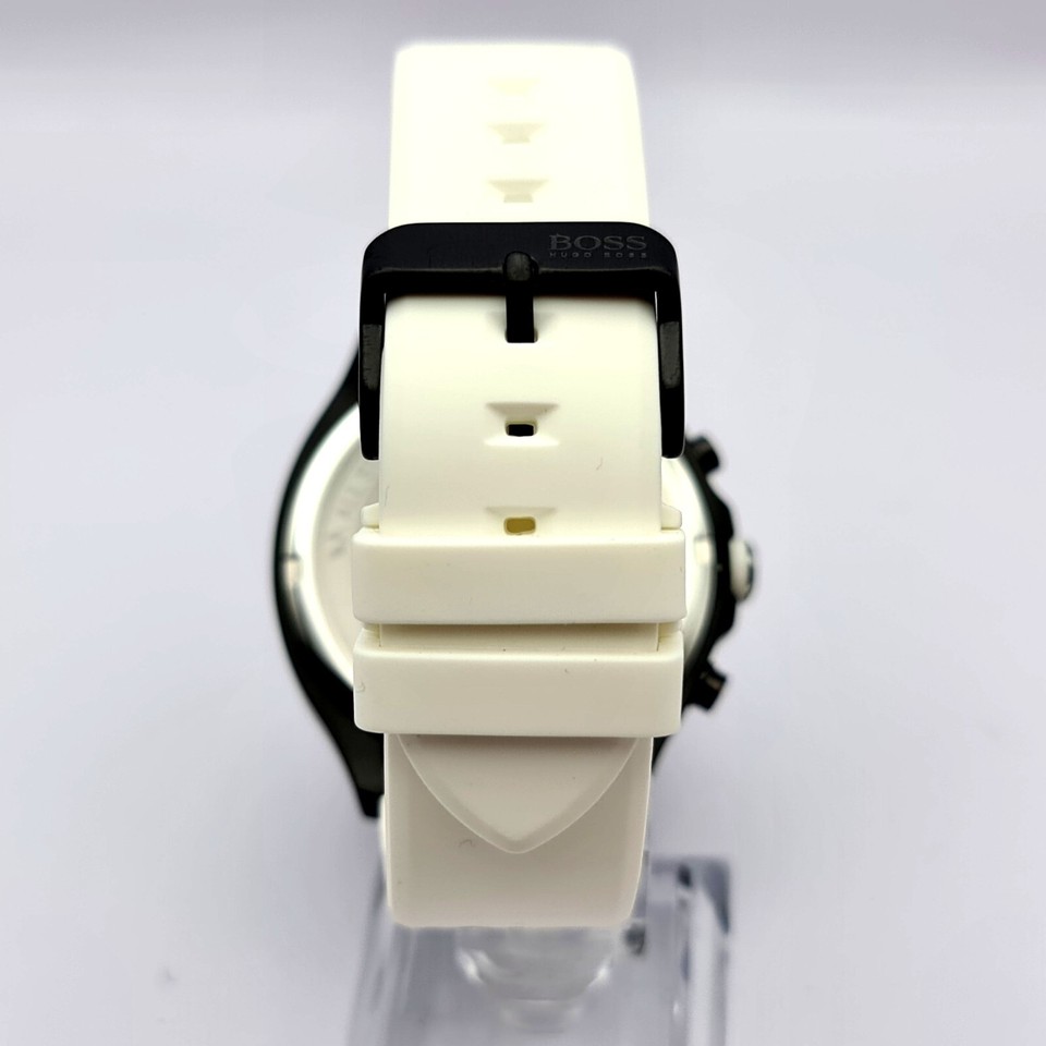 NEW GENUINE BOSS VELOCITY HB1513718 BLACK WHITE RUBBER STRAP MEN'S WATCH GIFT - Foto 5