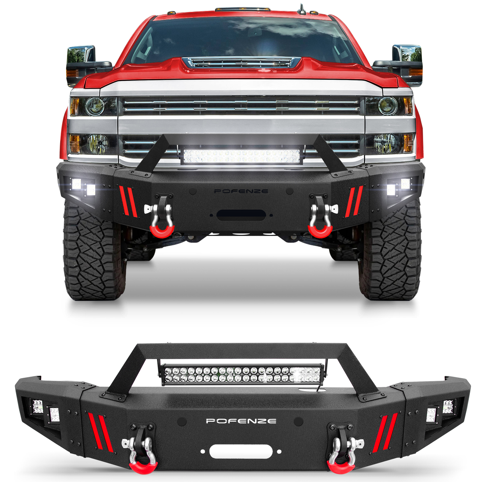 Front/Rear Bumper W/Winch Plate LED For 20152019 Chevy Silverado 2500/3500 HD eBay