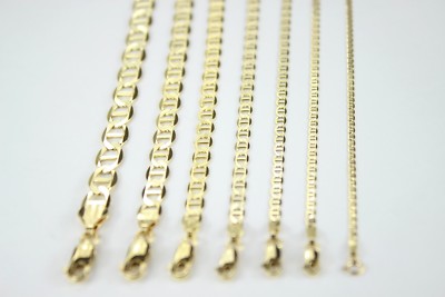 Authentic 10K Solid Yellow Gold Mariner Necklace Link Chain 2mm-7.5mm 16''~30''