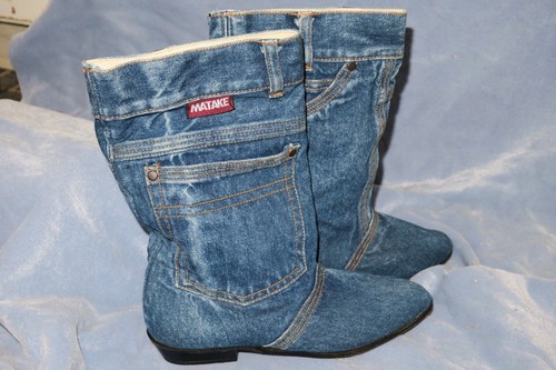 Blue Jean Denim Cowboy Boots Vintage 