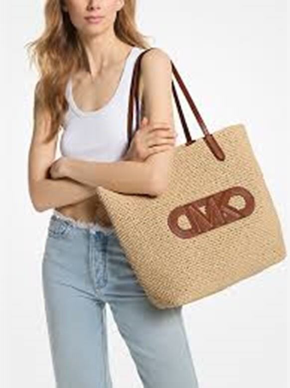 トートバッグ Michael Kors Eliza Extra Small Straw Tote 30S4SZAT0O799 Eliza Extra-Large Empire Logo Straw Tote Bag | Michael Kors