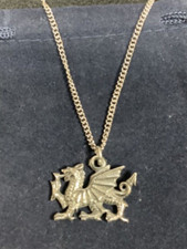 Welsh Dragon Silver Pewter Pendant On A Chain (W)