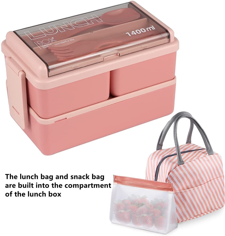 Stackable 3-Compartment Bento Lunch Box for Adults 47oz