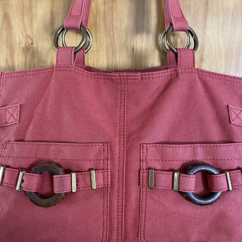 GAP Jeans Authentic Canvas Tote Bag Carryall Purse w/Pockets & Leather Handles