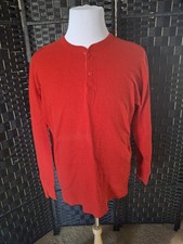 LL Bean River Driver Shirt Vintage Mens Large Red Henley Made In USA Gorpcore