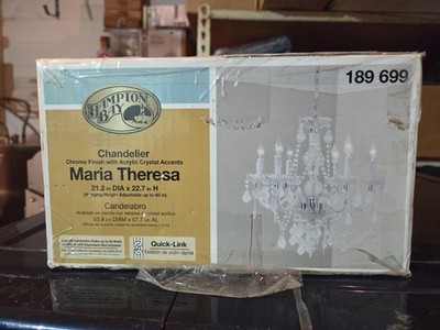 Hampton Bay Maria Theresa 6Light Chrome Chandelier Clear Acrylic Crystal Accents