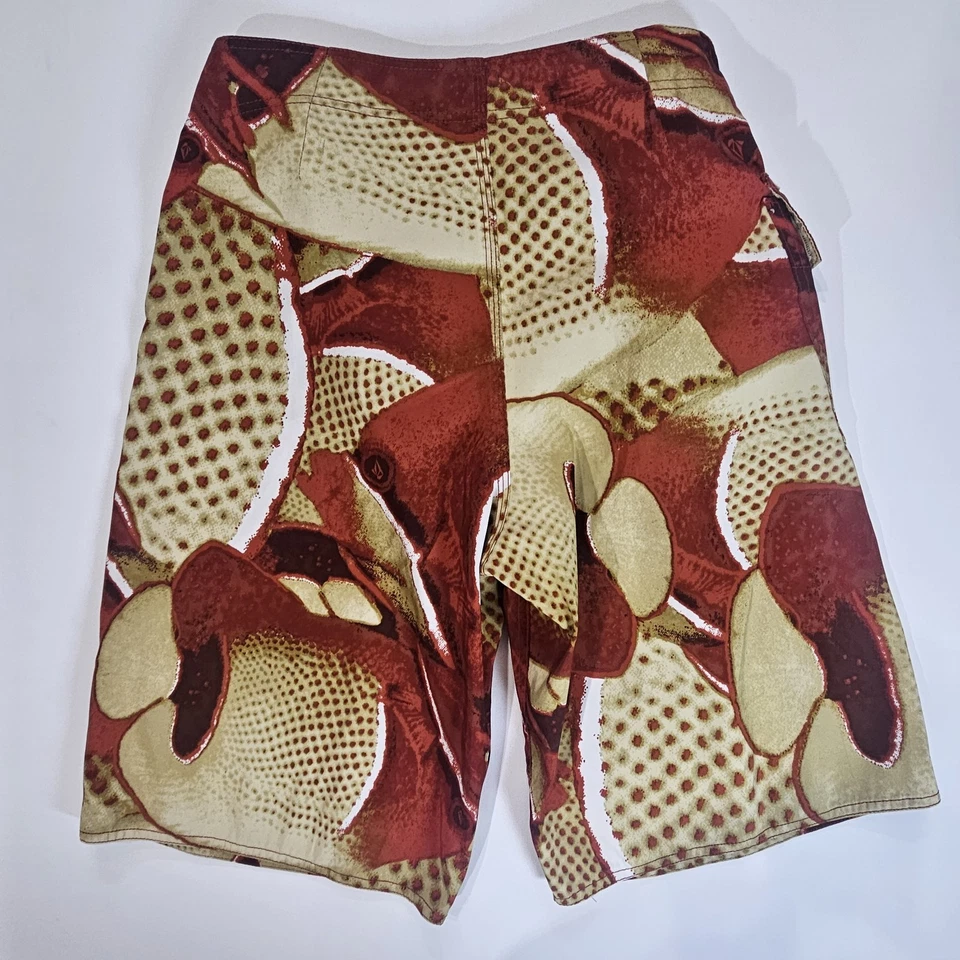 Volcom Stone Swim Trunks Mens 30 Waist Orange Beige Waist Tie Beachy Boardshorts - Image 2 of 4