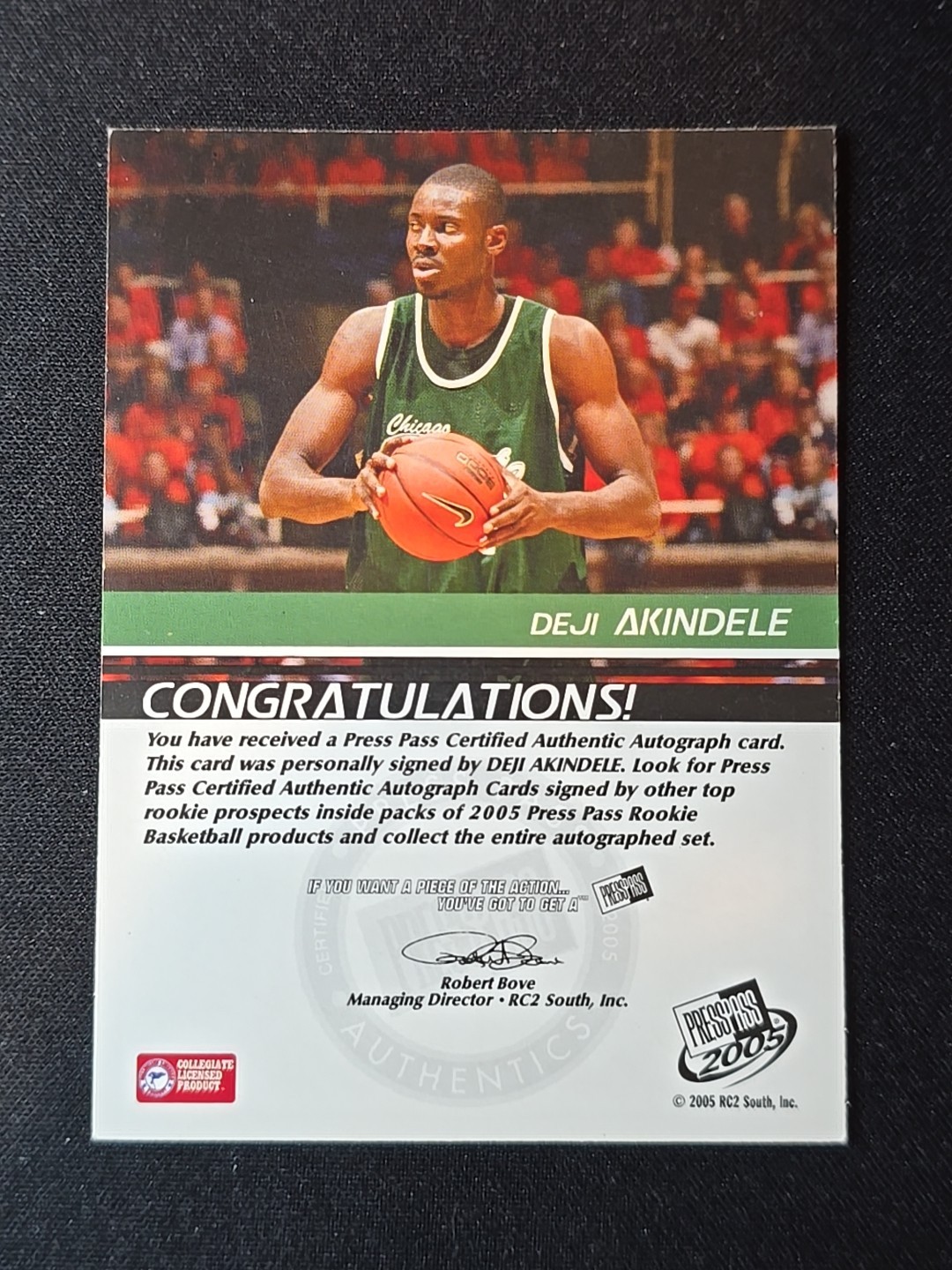 Deji Akindele 2005 Press Pass Certified Autographed Rookie Card 