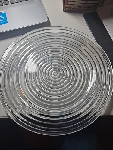 4 VTG ANCHOR HOCKING Manhattan 10” Dinner Plate Ridged Clear