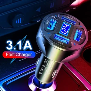 High Compatibility Car Charger Adapter with LED Display and 4 USB Ports