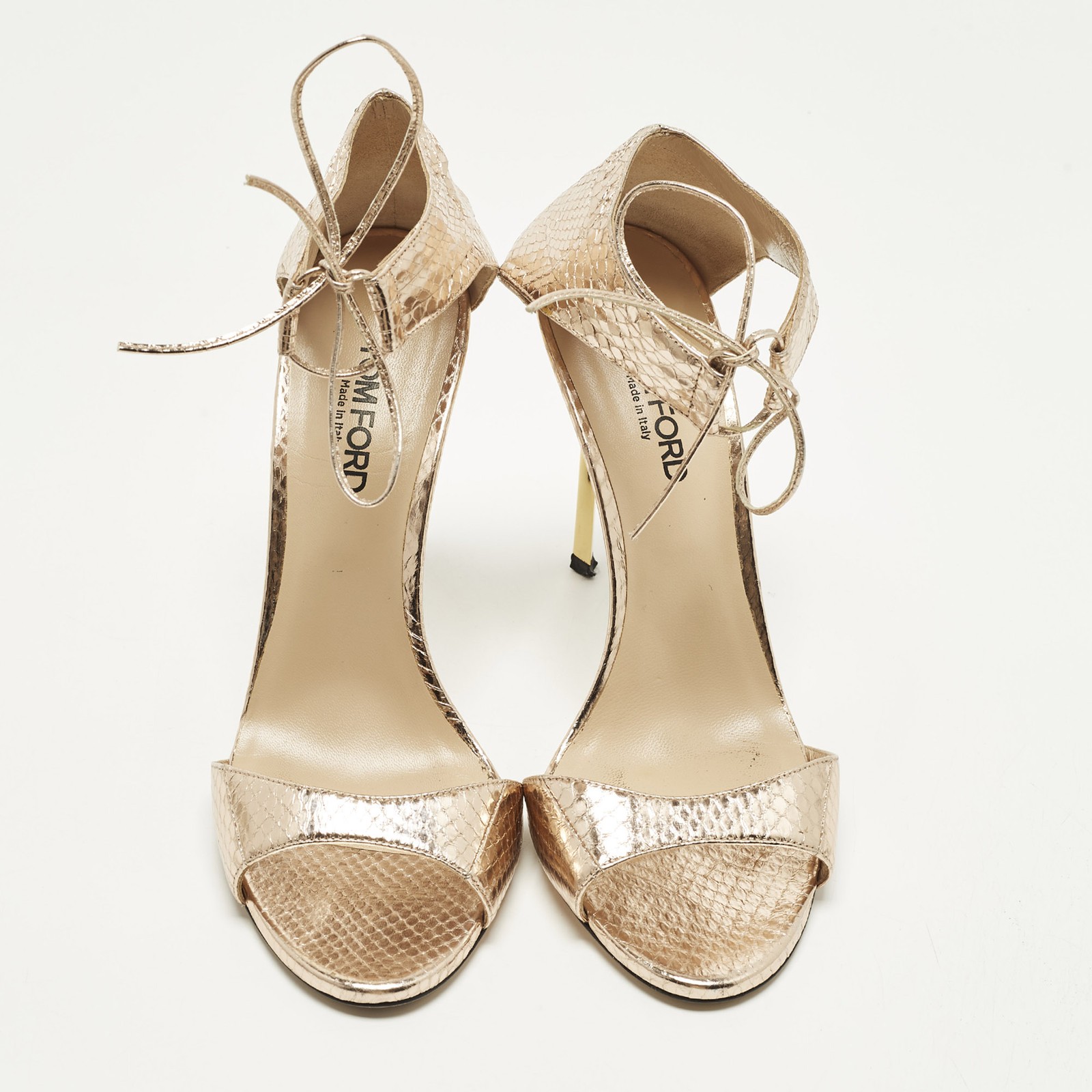 Tom Ford Size 40 Gold Python Embossed Leather Ank… - image 3