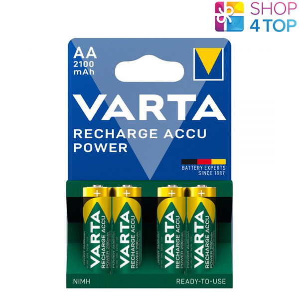 4 Varta Recharge Accu Power Aa Hr6 Batterien 1.2V 2100Mah Nimh Mignon Stilo New-image