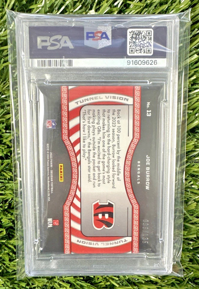 2023 Panini Obsidian JOE BURROW Tunnel Vision /135 PSA 10 Gem Mint Bengals #13 - Image 2 of 2