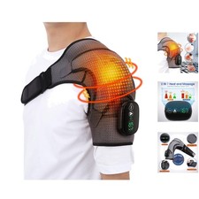 Rechargeable Heated Shoulder Brace with Vibration - Adjustable  Portable Relief
