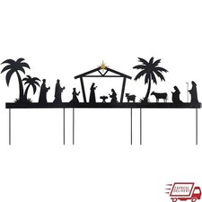 Outdoor Nativity Scene Christmas Metal Silhouette Holiday Garden Decoration New