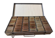 Vintage Brumberger Metal Slide Holder Case w/ slides Germany France Late 1950's