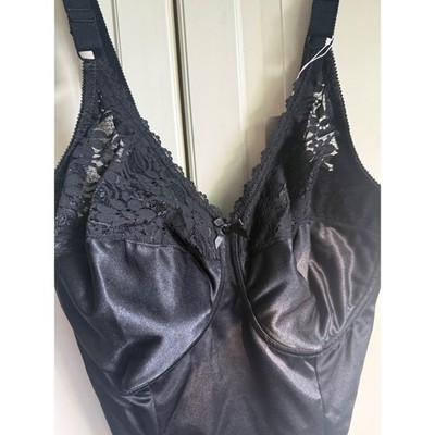 Va Bien 1291 Black Lace Ultra-Lift Firm Control Bodysuit Shapewear 38DDD NEW
