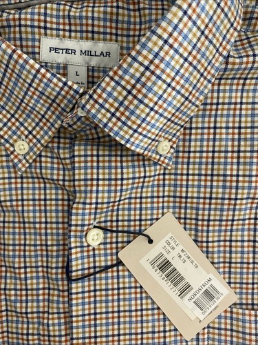 Peter Millar Plaid Crown Market Cotton Stretch Long Sleeve Button Shirt Large - Picture 5 of 11