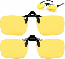 2 Pack Clip on Night Driving Glasses - Polarized anti Glare Flip up Sunglasses f