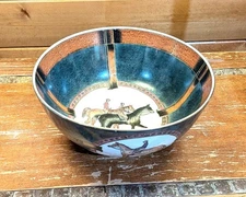 Vintage Bowl Large Equestrian Jockeys WBI Ceramics – 1970s