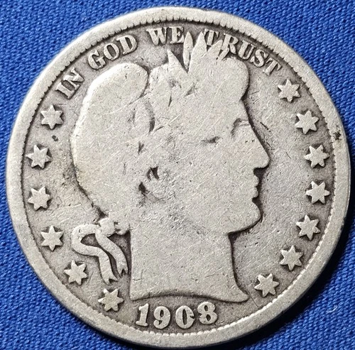 A 1908 US Barber SILVER Half Dollar