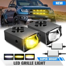 Led Headlight Bumper Projector Lens Driving Car Grille Lights Motor Spotlights