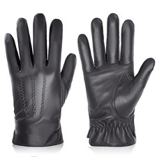 Winter Genuine Sheepskin Leather Gloves for Men, Touchscreen Texting Warm Cas...