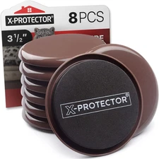 Furniture Sliders for Carpet X-PROTECTOR - 8 PCS Best Heavy Moving Pads 3 1/2"
