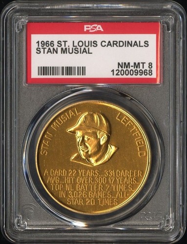 1966 St. Louis Cardinals Baseball Immortals STAN MUSIAL Pin Coin PSA 8 NM-MT