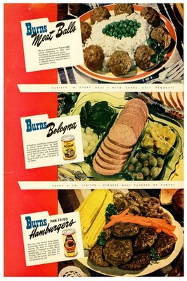 Vintage Burns Meat Ad Poster    - 24x36  Rare Reprint! 200 GSM Paper ️