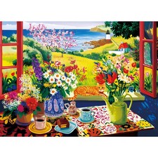 300 Piece Puzzles for Adults, Garden Tea Party Jigsaw Puzzle, Summer Breakfas...