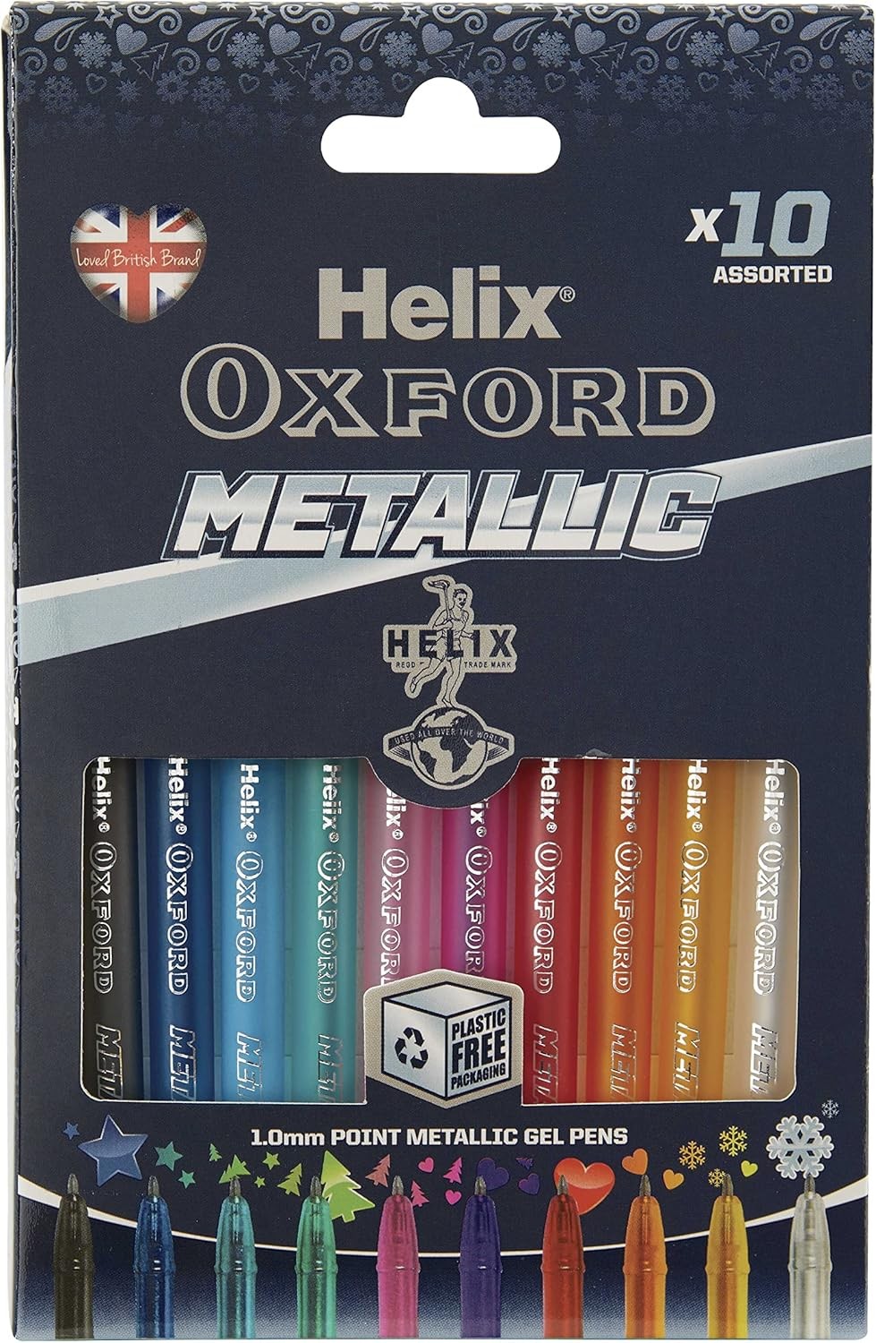 Metallic Gel Pens Helix Oxford Water Based Gel Ink x 10