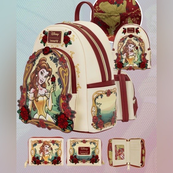 beauty and the beast belle character floral mini print backpack Beauty and the Beast Exclusive Belle Floral Mini Backpack | Officially Licensed | Plastic