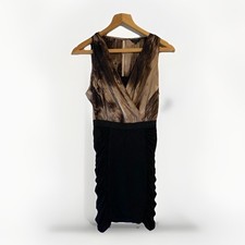 Guess Los Angeles Women’s Black Brown Silky Short Mini Pencil Dress US 4 NWOT