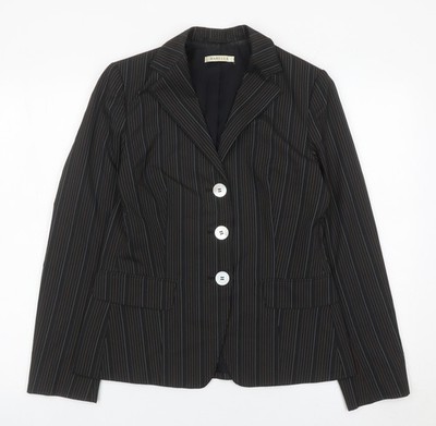 Marella Damen schwarzer Nadelstreifen Blazer Jacke Größe 10