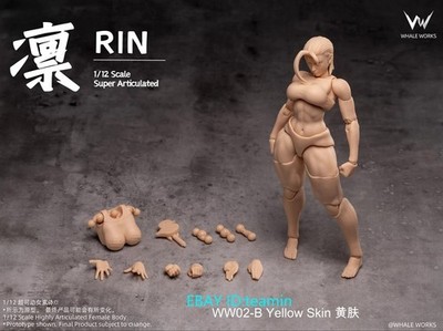Whale Works WW02-B RIN 1/12 超可動女性素体 Whale Works WW02B Rin Yellow Skin 1/12 Scale Female Action Figure