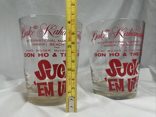 Vtg Duke Kahanamoku's Waikiki Beach Hawaii Don Ho Suck Em Up Cocktail Glass Two - Bild 8 von 11
