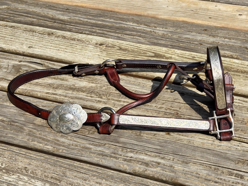 Vintage KATHYS Sterling Overlay Mare/Horse Size Western Show Halter - 7/8" width - Picture 9 of 21