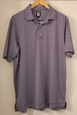 FootJoy Polo Shirt Men's Large Purple All Over Print Stretch Performance