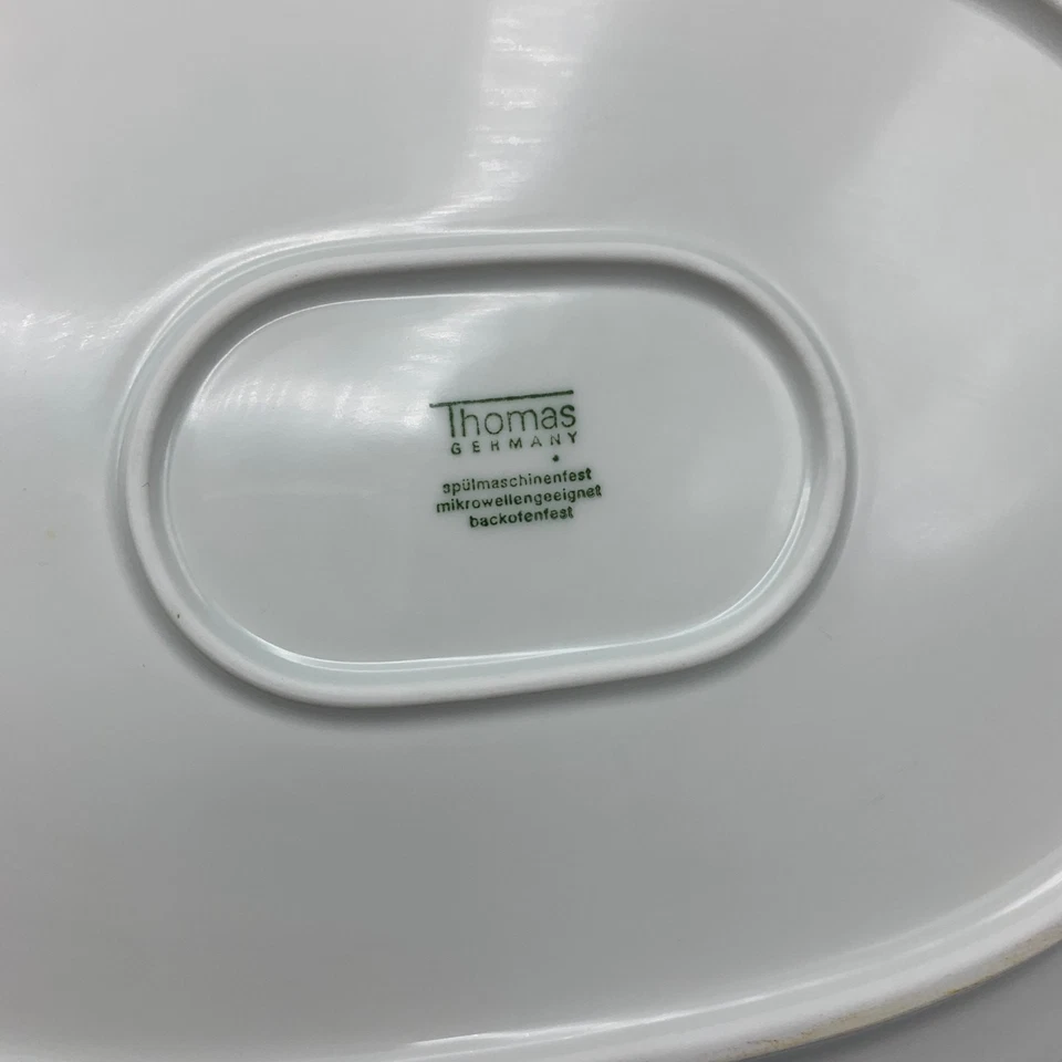 Prato oval Step by Thomas 11" branco preto linhas trio placa de bife Alemanha - Imagem 4 de 4