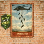 Military Parachuting Scene 8x12 Aluminum Wall Vintage Metal Tin Sign