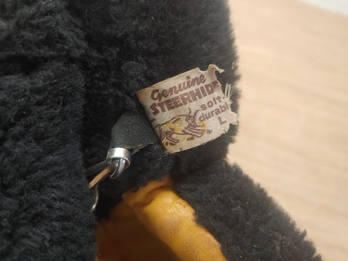 Vintage Kunstfell echt SteerHide Winter Fäustlinge Choppers Handschuhe Gr. L / Large - Bild 5 von 6