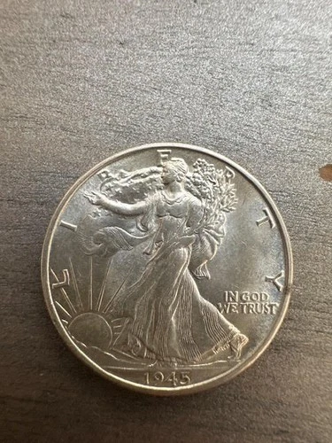 BU 1945-S Walking Liberty Half Dollar Uncirculated 90% Silver Brilliant - BRIGHT